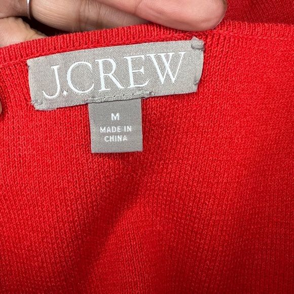 J. Crew Square Neck Mini Sweater Dress Red M Mini BR343 Stretch Cozy Chic A-Line - Picture 4 of 6
